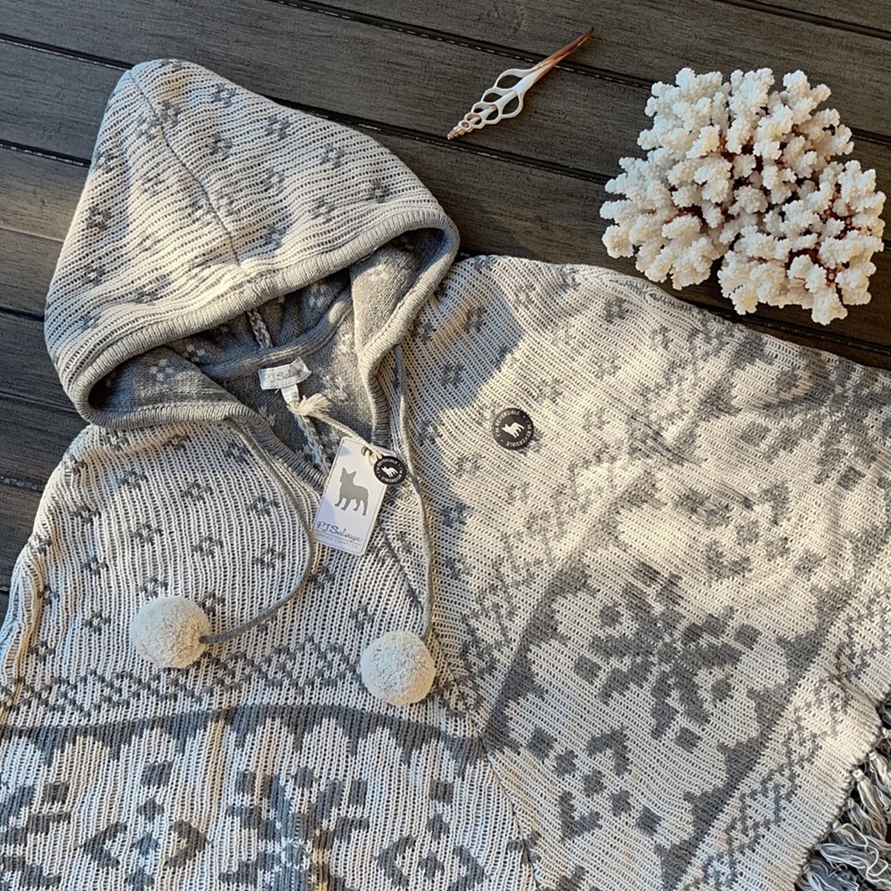 🔆PJ SALVAGE🔆 NATURAL PONCHO SWEATER REVERSIBLE - Picture 6 of 16